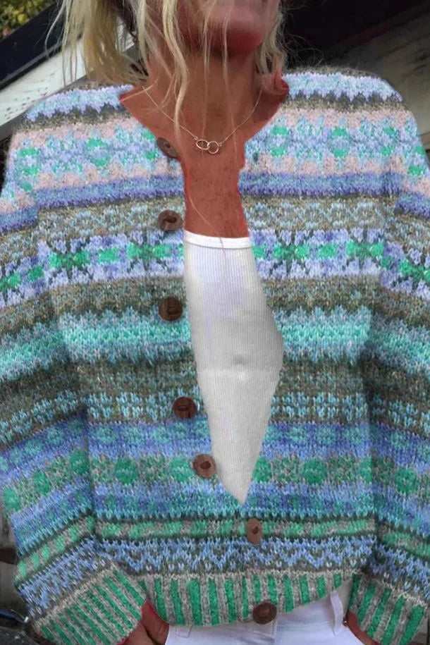 Lotte – blauer nordischer strickcardigan