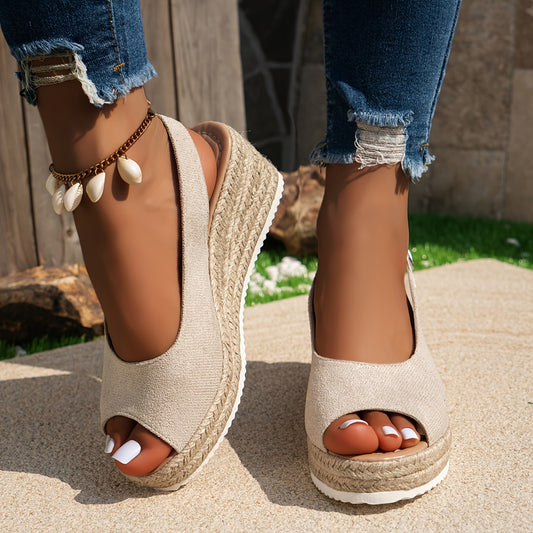 Beige Keilsandalen - Clara