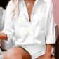 Schwarze Bluse mit Perlmuttknöpfen und Umlegekragen - Clara