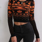 Schwarzer Halloween-Pullover mit Vintage-Muster - Rundhalsausschnitt