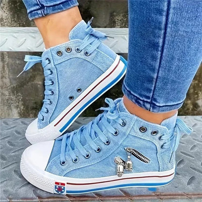 Urbaner - trend-sneaker jeans-look & reibverschluss