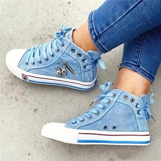 Urbaner - trend-sneaker jeans-look & reibverschluss