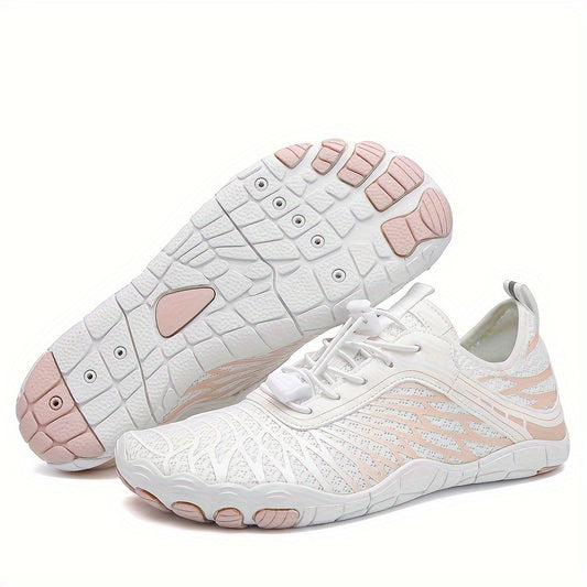 Weiß-Rosa Sneakers - Damen Sportschuhe mit Flexibler Sohle