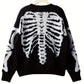Schwarzer Skelett-Pullover mit Halloween-Aufdruck - Casual Style