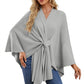 Eleganter Wickelponcho Ivory Weiß - Clara