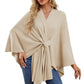 Eleganter Wickelponcho Ivory Weiß - Clara