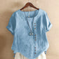 Kelly | unifarbenes kurzarm-bluse mit rundhalsausschnitt