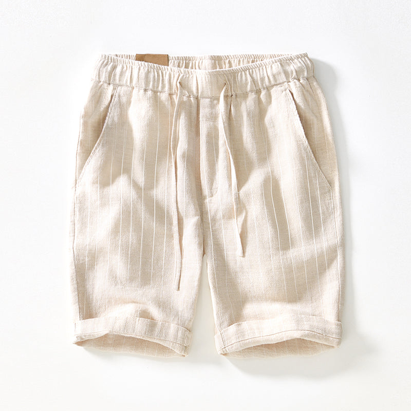 Gestreifte Leinen-Shorts Grün - Finn