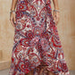 Boho Paisley High Low Midi Skirt