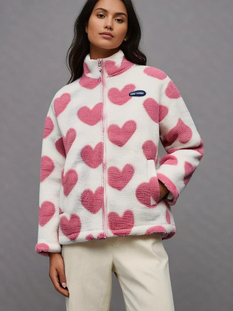 Rosa Wendejacke mit Herzmuster – Amara