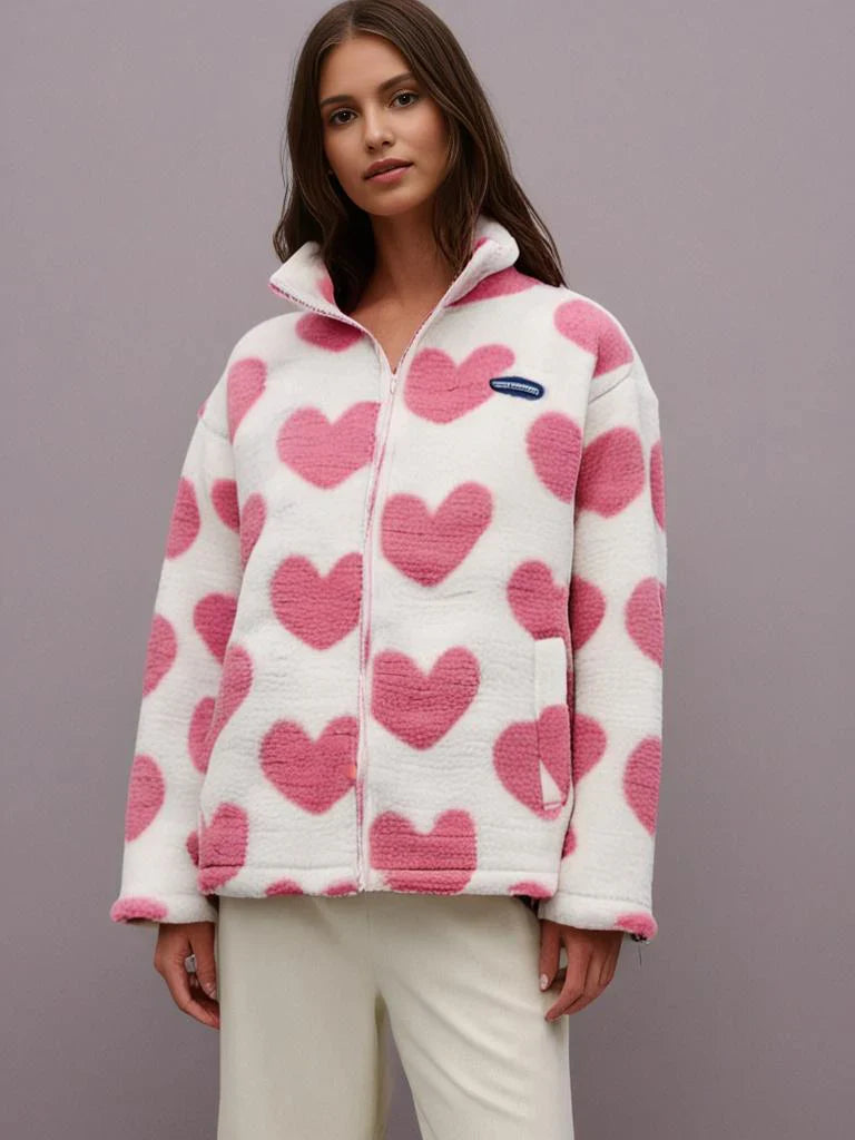 Rosa Wendejacke mit Herzmuster – Amara