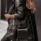 Stylische Kapuzenlange Jacke Schwarz - Lena