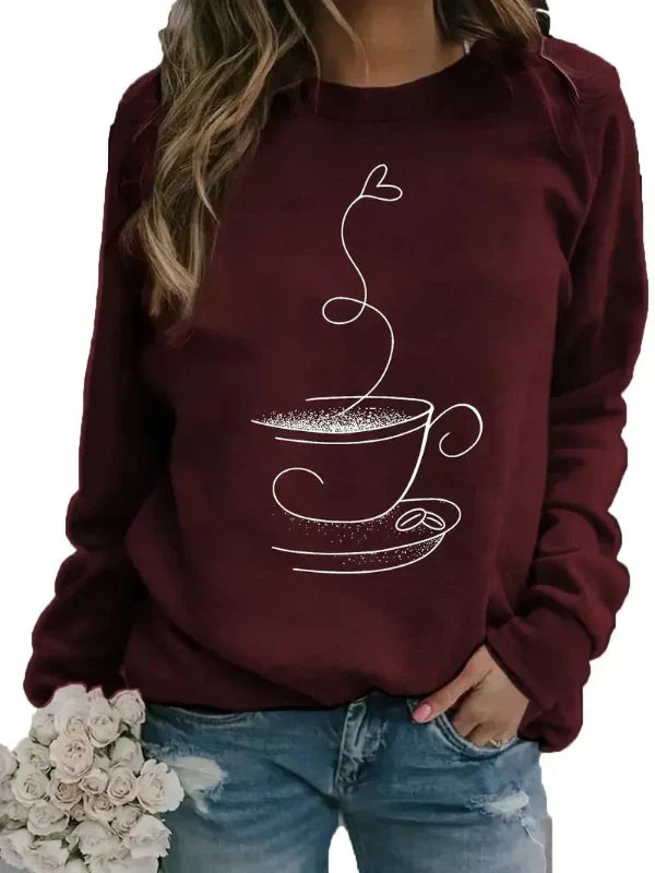 Maja – crewneck sweatshirt mit coffee-cup grafikdruck