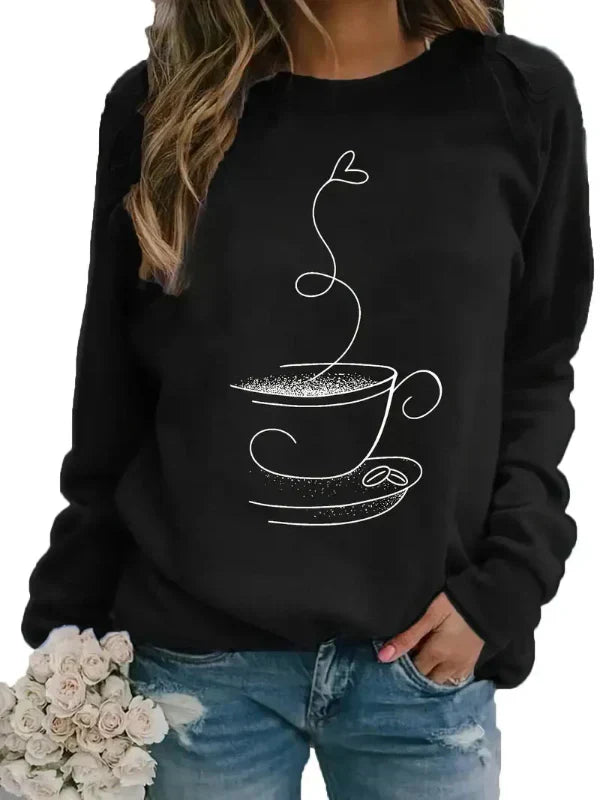 Maja – crewneck sweatshirt mit coffee-cup grafikdruck