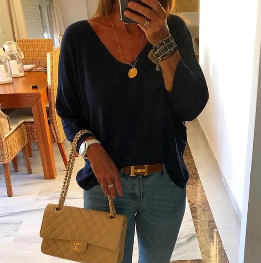 Elena - Blaue Cashmere Bluse