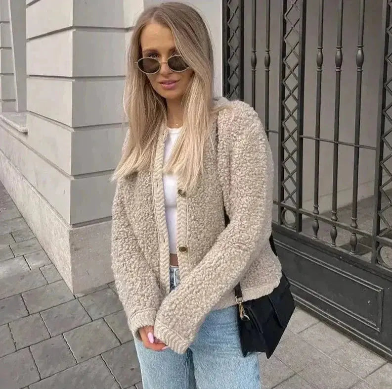 Luna weiche teddyjacke – gemütlicher winter-look