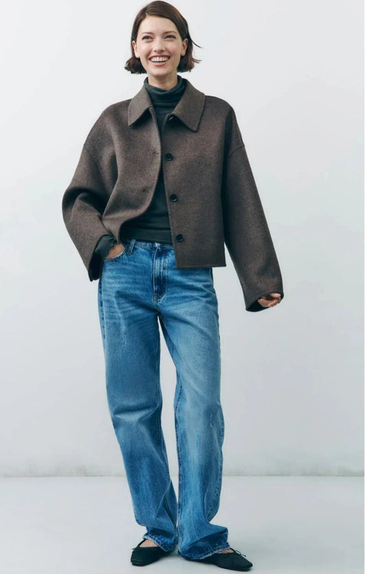 Oversize-ubergangsjacke für damen – eleganter kurzmantel für den alltag