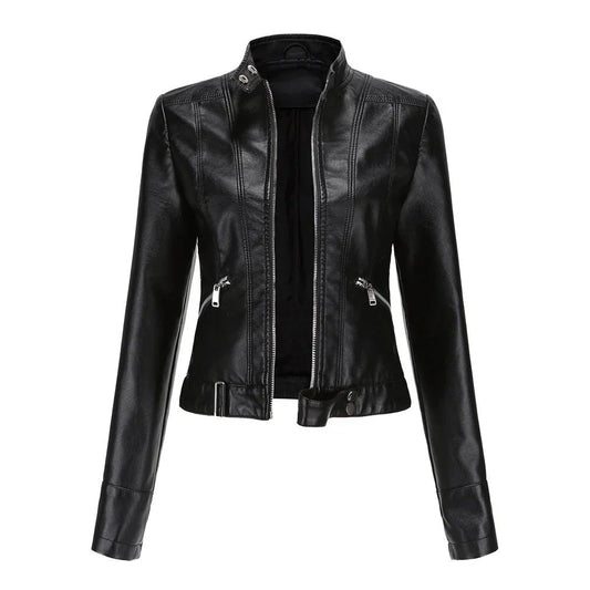 Elegante damen-bikerjacke mit taillierter passform