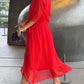 Sophie - grünes chiffonkleid mit v-ausschnitt