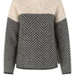 Zweifarbiger Rollkragenpullover Beige - Luna