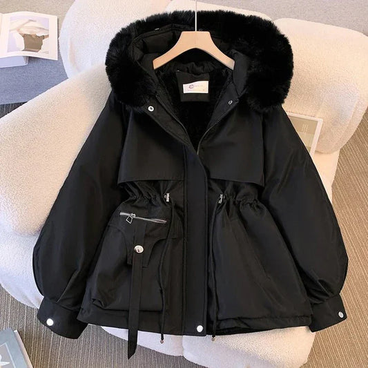 Amity – elegante daunen-winterjacke mit kunstfellkragen