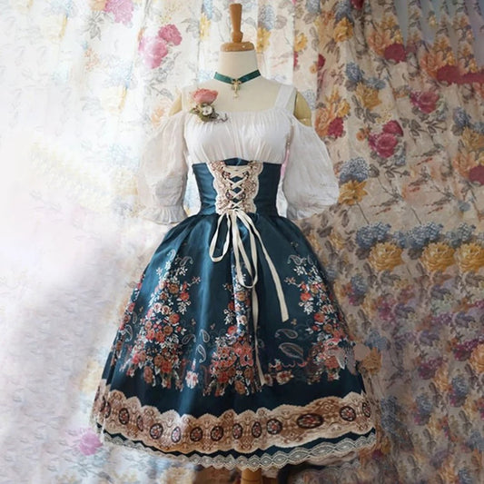 Bowie | dirndl kleid mit brokatmuster und satinschleife für frauen