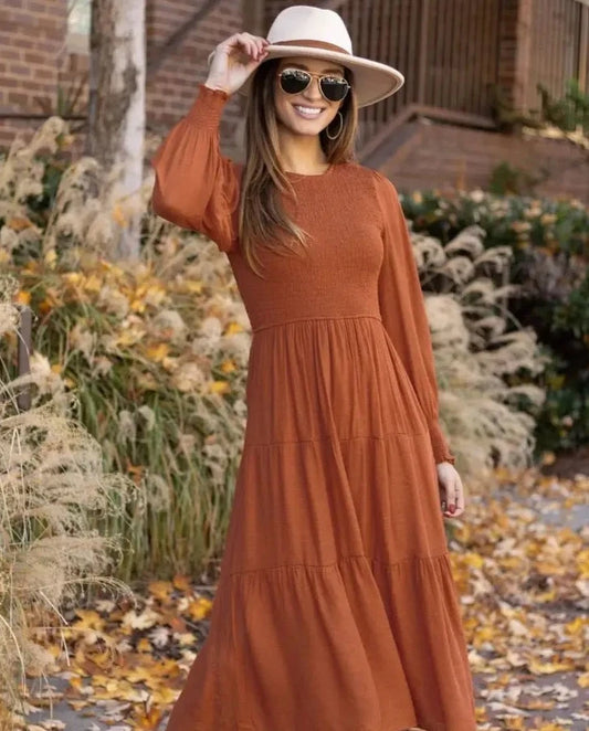 Herbstliches orange maxikleid - Clara