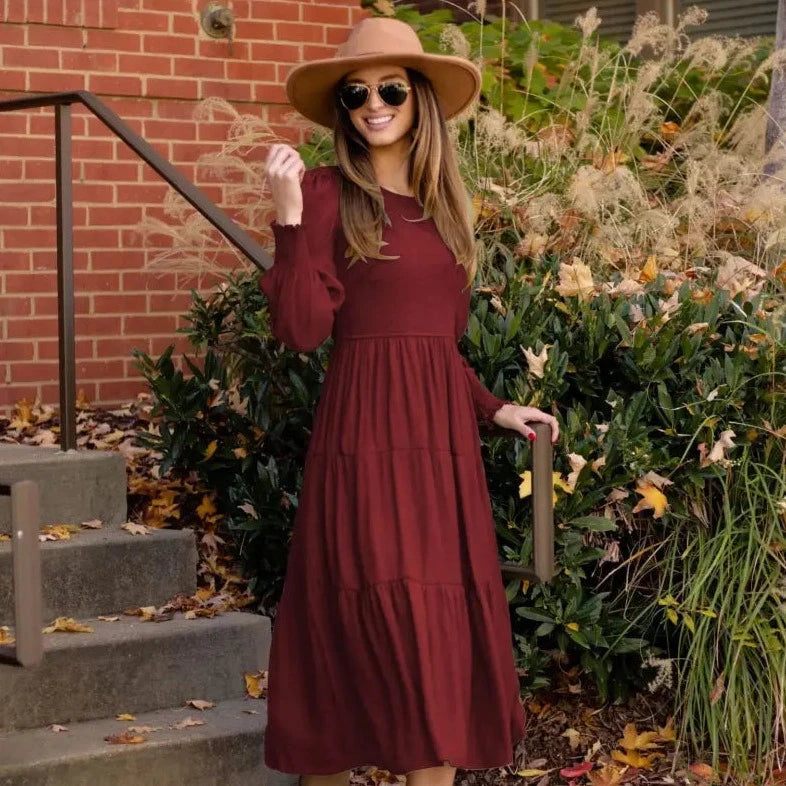 Herbstliches orange maxikleid - Clara