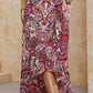 Boho Paisley High Low Midi Skirt
