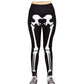 Schwarze Leggings mit weißem Skelett-Print – Halloween Leggings Laura