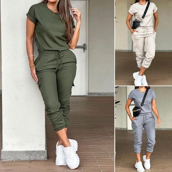 Maisie Rundhals-Top & Cargo-Joggers mit Mehrfachtaschen