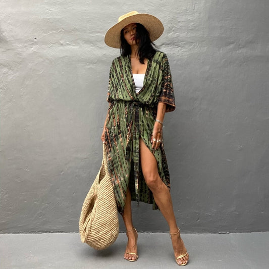Kristi's Harmonie des Grüns Batik-Kimono