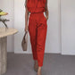 Melanie's Krawattenhals-Cargo-Top- und Hosen-Set