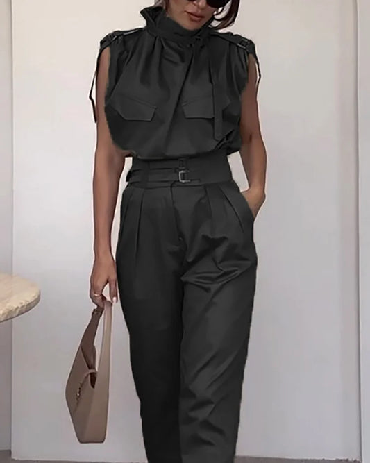 Melanie's Krawattenhals-Cargo-Top- und Hosen-Set