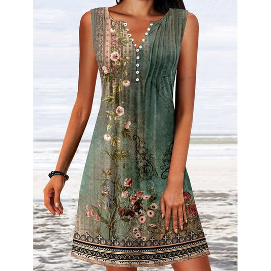 Anita's Blüten-Eleganz V-Ausschnitt Mini-Badekleid