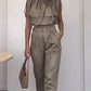 Melanie's Krawattenhals-Cargo-Top- und Hosen-Set