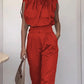 Melanie's Krawattenhals-Cargo-Top- und Hosen-Set