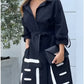 Jazmin Satin Elegance Gestreiftes Midikleid